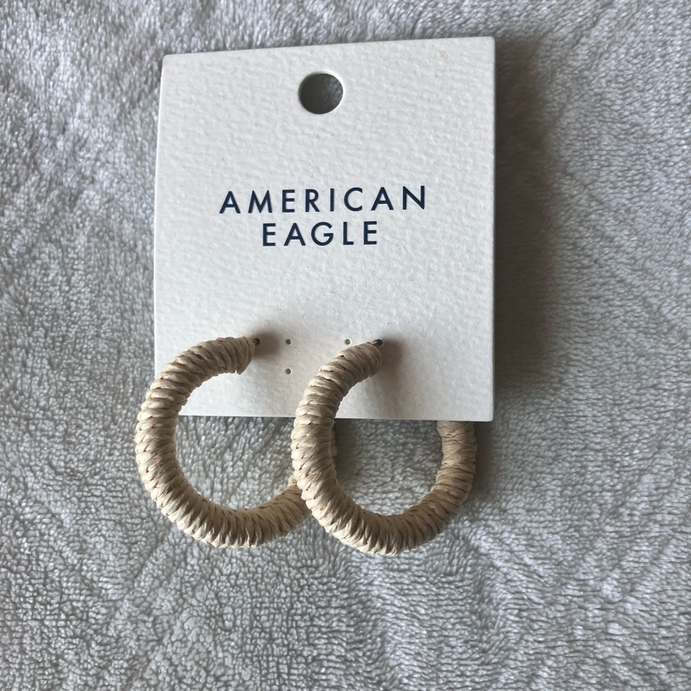 American Eagle Cream Textured Hoop Earrings